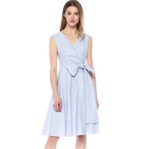 Calvin Klein size 2 Stripe Dress Blue White Bow Full Skirt